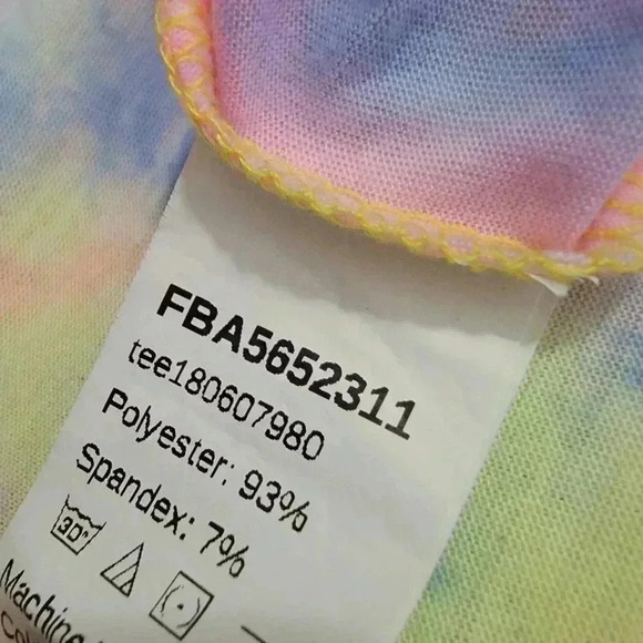 Rainbow Pastel Tie Dye Crop Top Tee Shirt - M - Picture 5 of 5